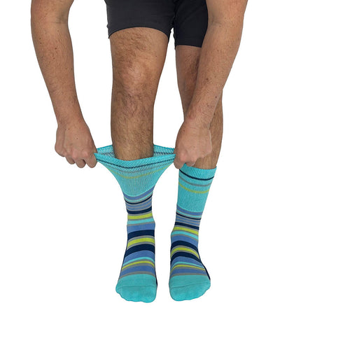 Stripes Navy + Teal Diabetic Socks